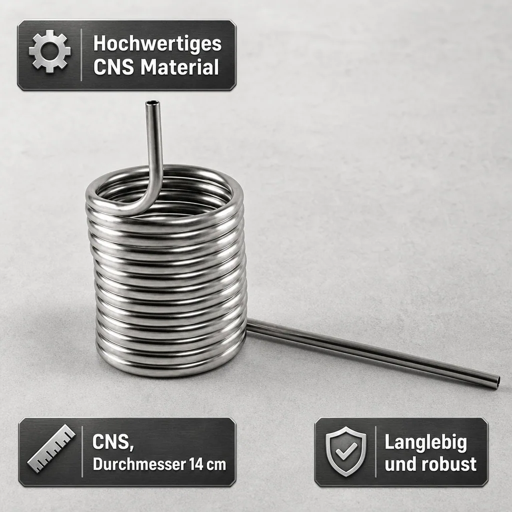 Kühlschlange, Kühlspirale, Beruhigungsschlange, CNS, d14 cm, gedreht, Ausführung: rechts-gedreht