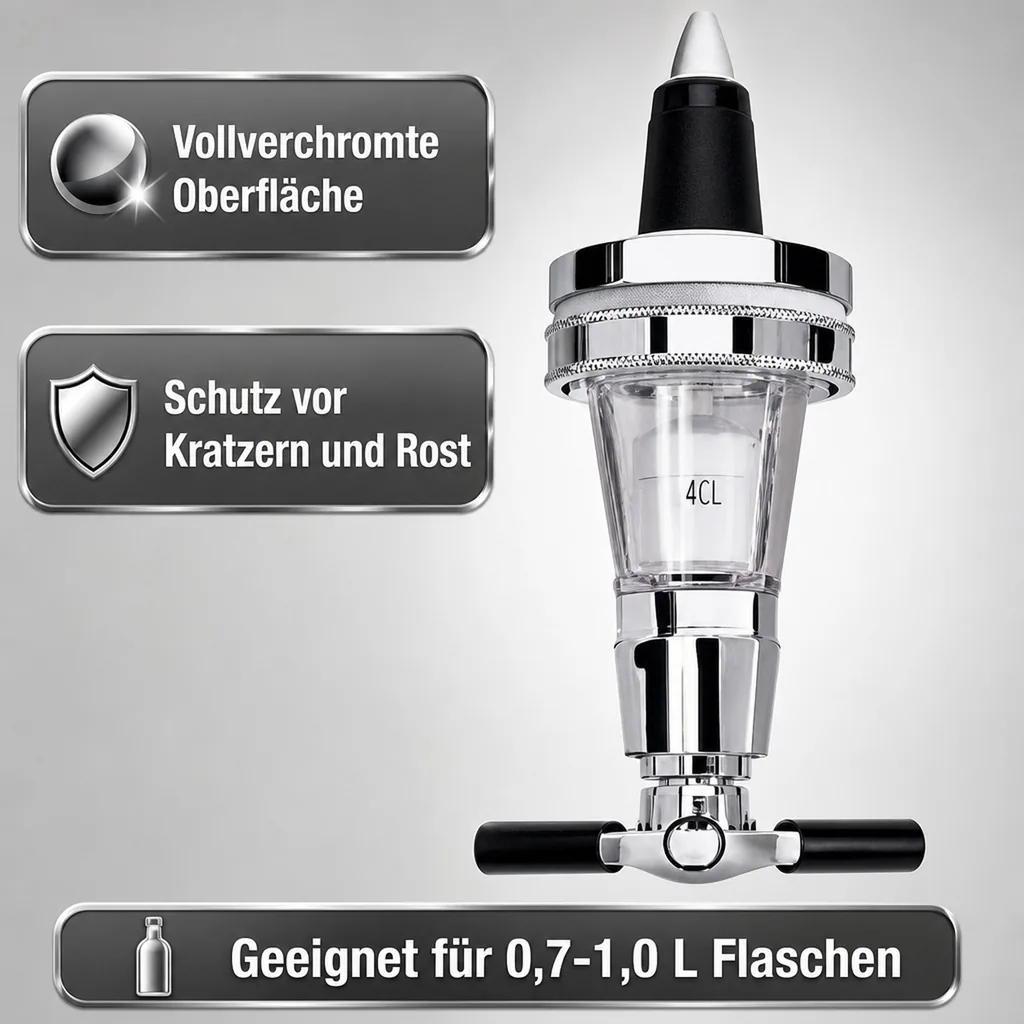 ROYAL Portionierer, Getränkeportionierer, Schnapsspender – verchromt: Präzise Dosierung & Höherer Gewinn für Bars & Restaurants, Ausschankmenge: 40 ml