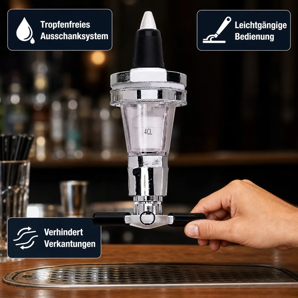 ROYAL Portionierer, Getränkeportionierer, Schnapsspender – verchromt: Präzise Dosierung & Höherer Gewinn für Bars & Restaurants, Ausschankmenge: 40 ml