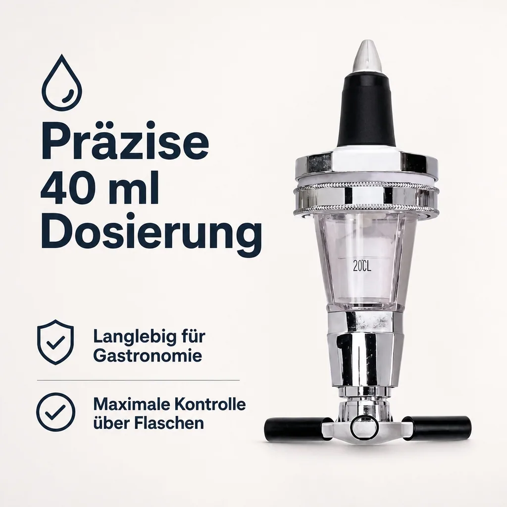 ROYAL Portionierer, Getränkeportionierer, Schnapsspender - mit Zählwerk (Schwarz): Präzise Dosierung & Höherer Gewinn für Bars & Restaurants, Ausschankmenge: 40 ml