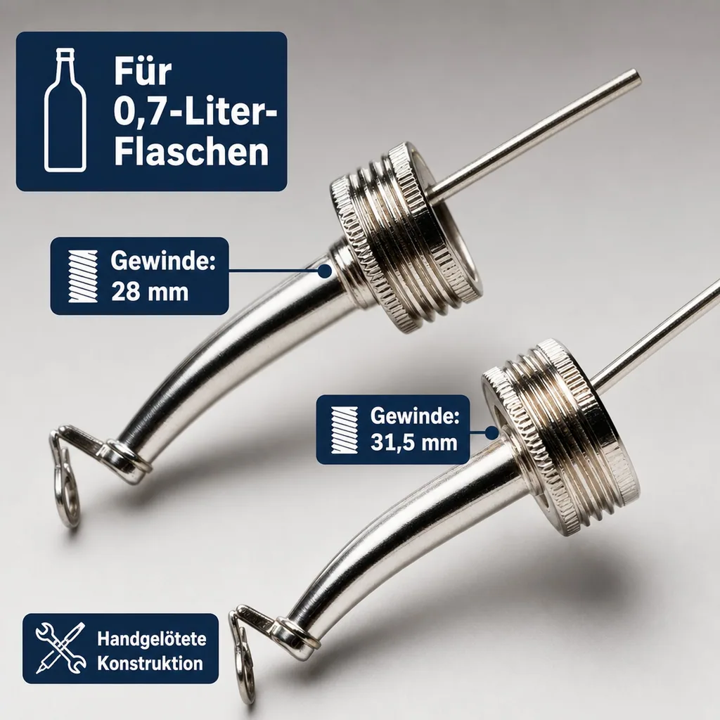 Professioneller Ausgießer, Metall - 28mm & 31,5mm Gewinde, Robust & Leicht zu Reinigen, Gewindegrößen: 31.5 mm