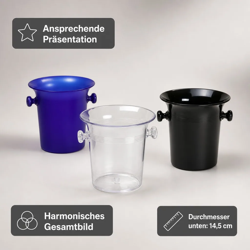 Flaschenkühler, Getränkekühler, Sekt-/Champagnerkübel, 5,0 L - Kunststoff - Elegant & Praktisch - 3 Farben, Farbe: schwarz