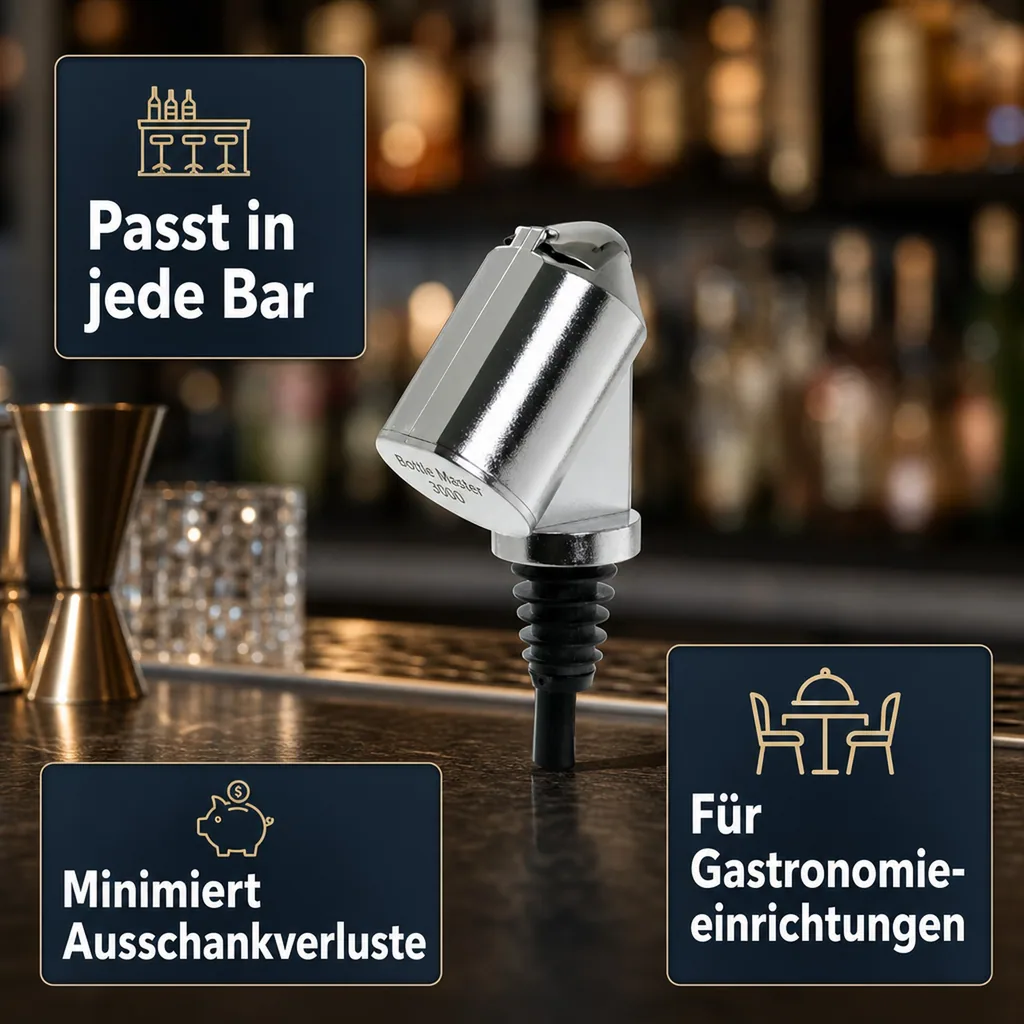 Flaschenportionierer, Ausgießer - Bottle Master 3000, für 0,5 - 1,5 L Flaschen, verchromt, Ausschankmenge: 20 ml