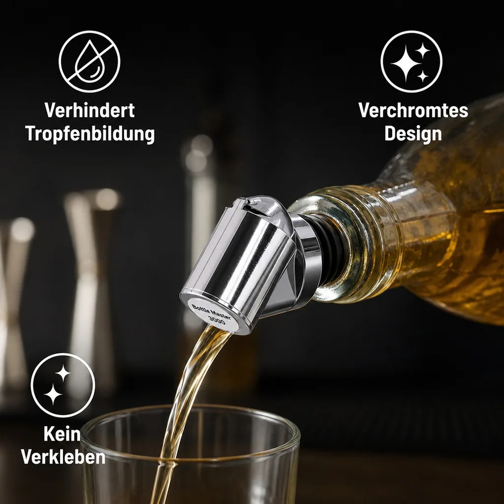Flaschenportionierer, Ausgießer - Bottle Master 3000, für 0,5 - 1,5 L Flaschen, verchromt, Ausschankmenge: 20 ml