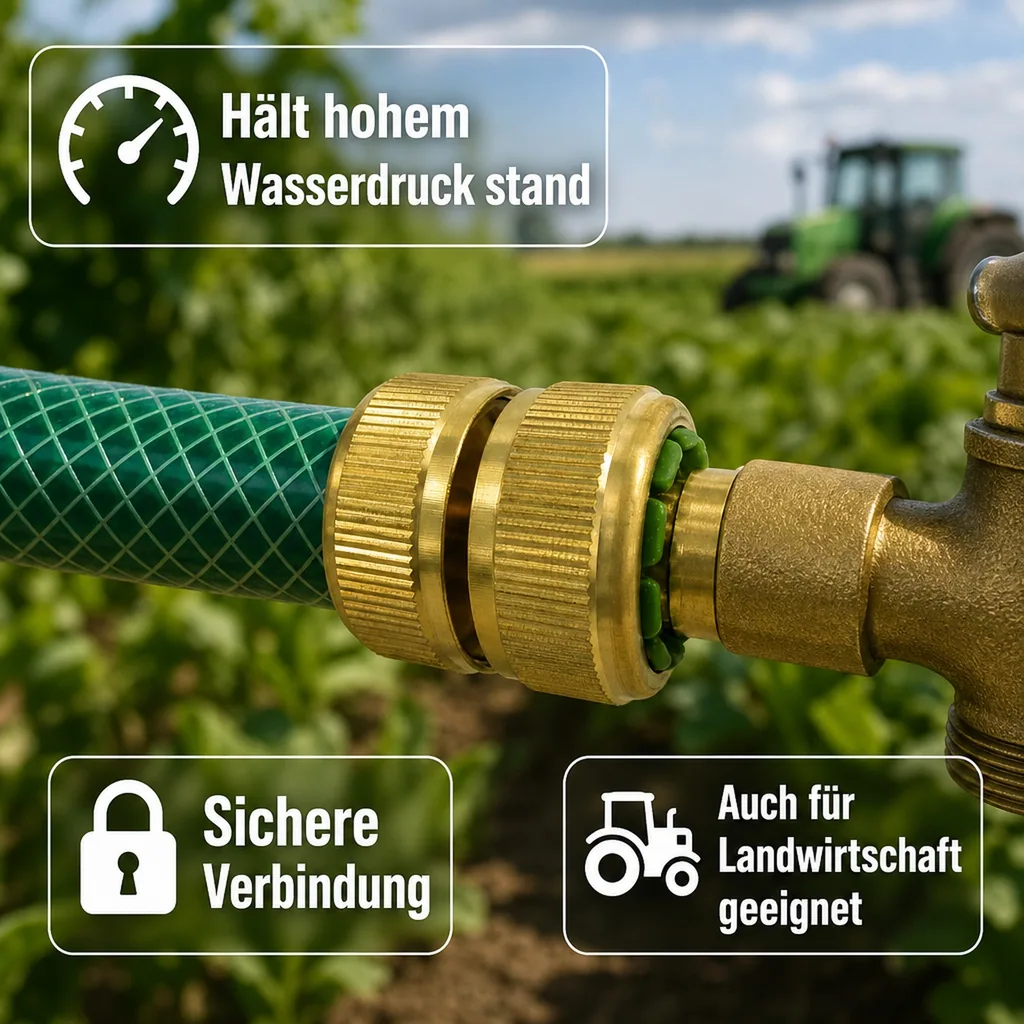 Schlauchverbinder 1/2 Zoll, Messing, Reparaturstück, Schnellkupplung