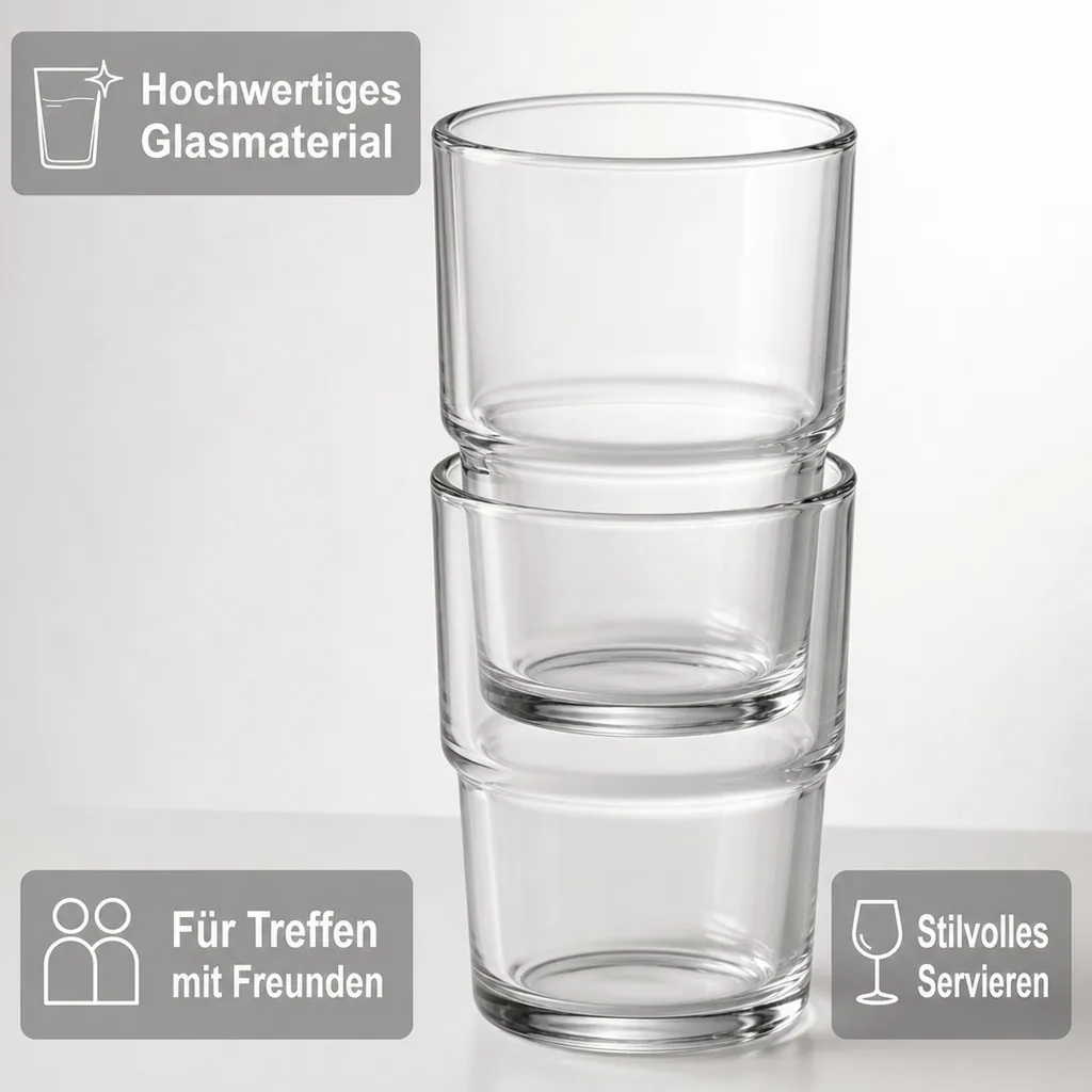 Wassergläser, Trinkgläser 12er Set - Hill, 200ml