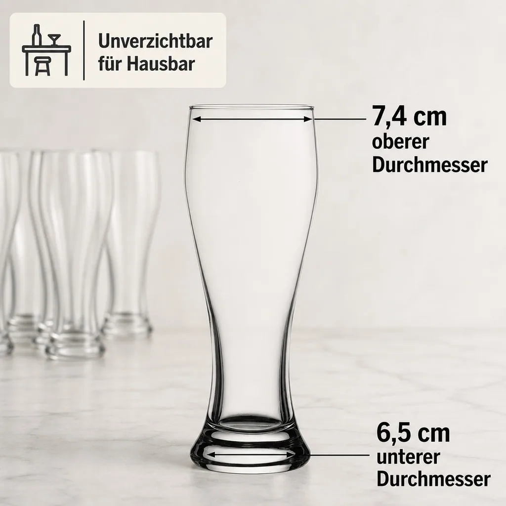 Biergläser, Weizengläser für Weizenbier, 6er Set - 415ml