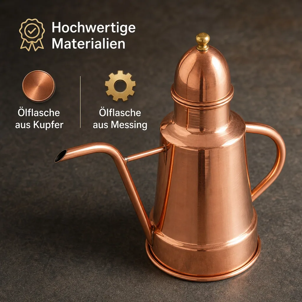 Ölspender, Ölflasche aus Kupfer und Messing, 1 Liter