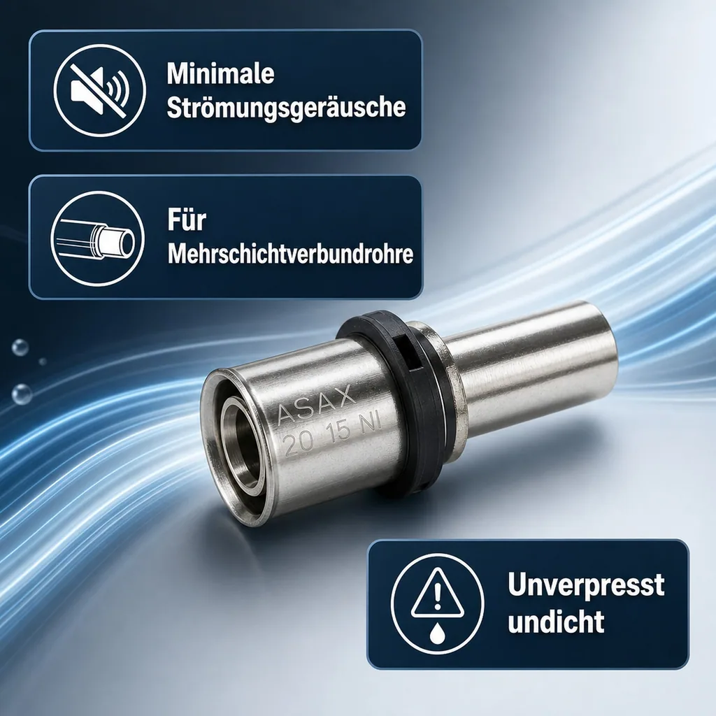 Pressfitting, Rohrverbinder, Kupferrohr, 20 x 15 mm, vernickelt