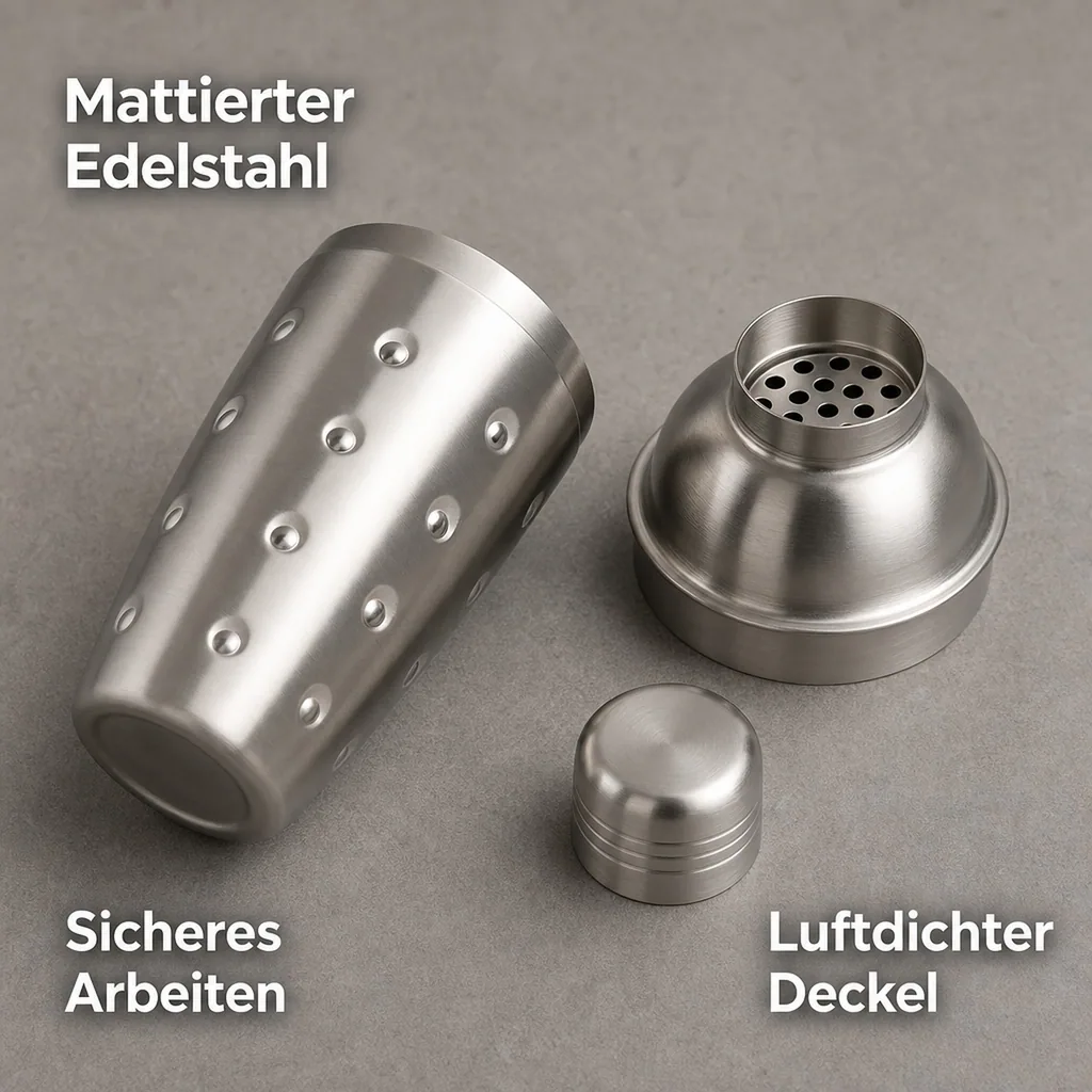 Cocktail shaker 3tlg. - Edelstahl mit Sieb - 500 ml.