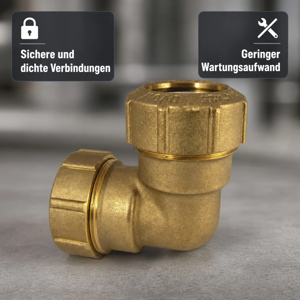 PE Rohr Verschraubung Messing 90° Winkel, 2 Verschraubungen, 25mm, Wasserleitung