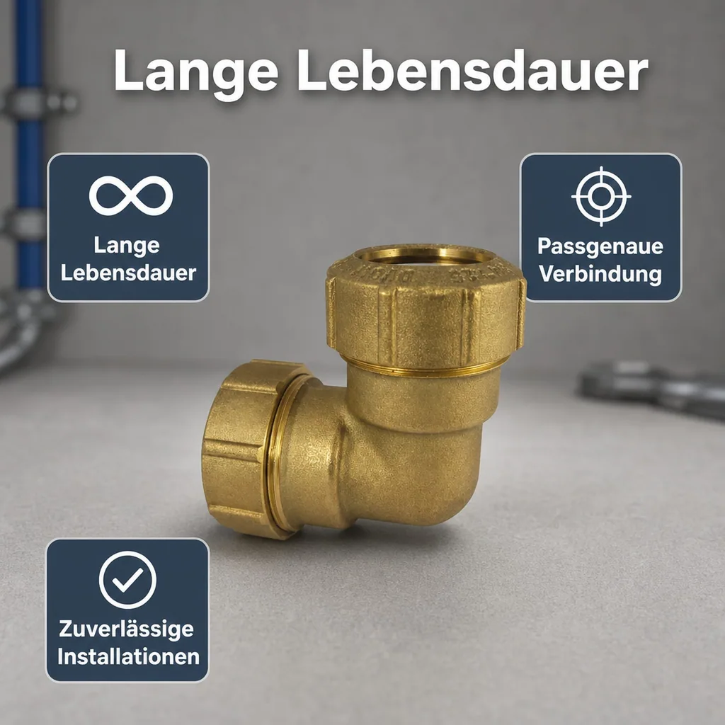 PE Rohr Verschraubung 40mm, Messing Winkel 90°, Trinkwasser, Gas