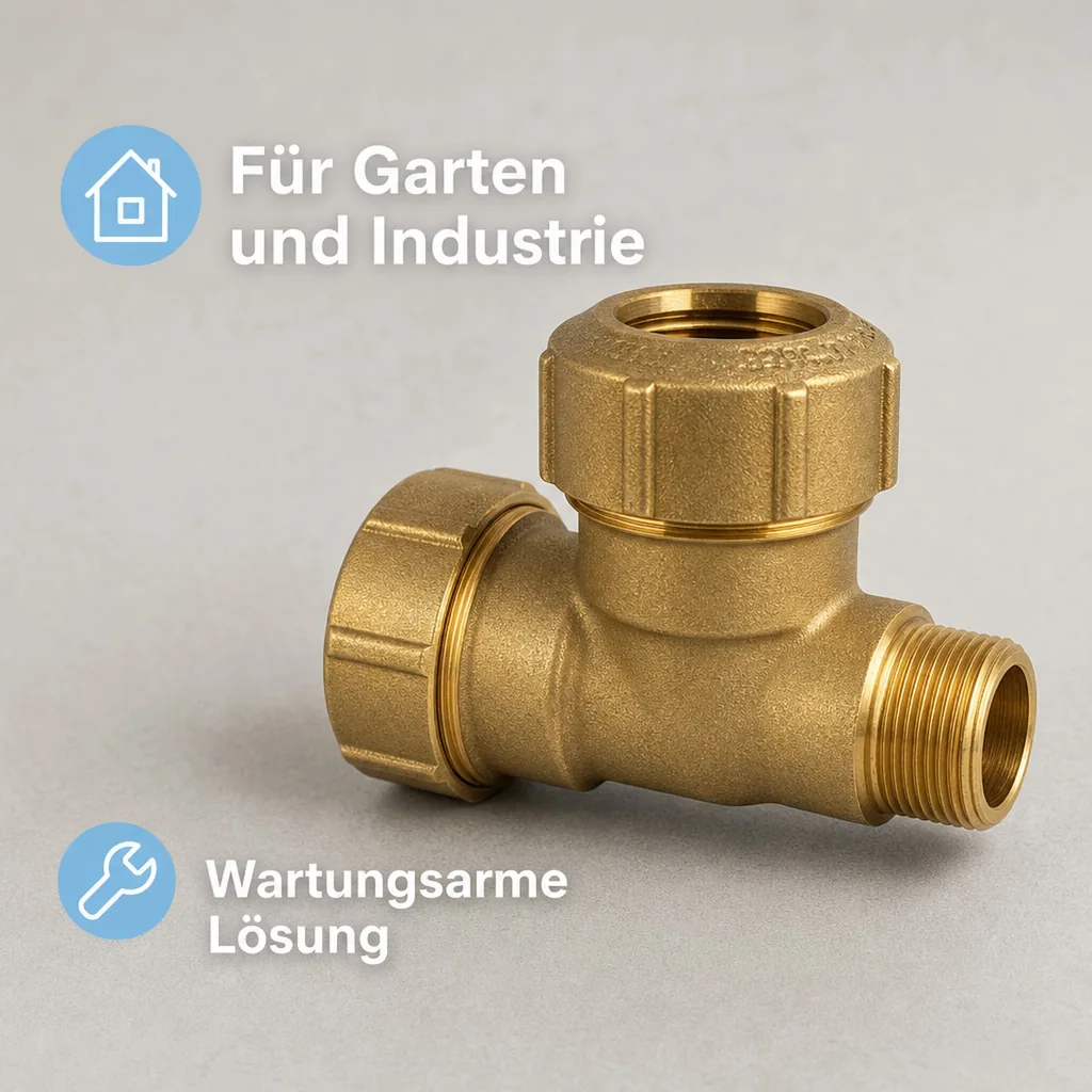 PE Rohr Verschraubung 40mm, Messing Winkel 90°, Trinkwasser, Gas
