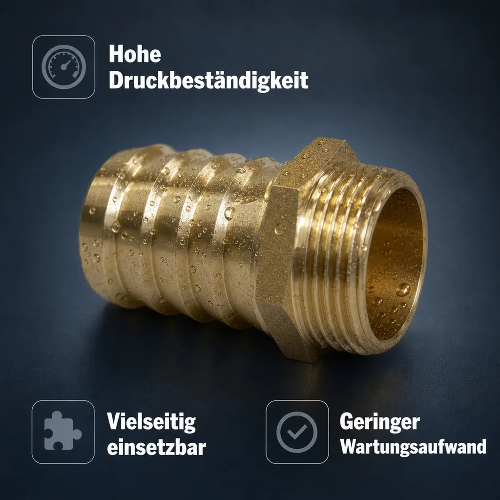 Messing Schlauchtülle 1 Zoll, Schlauchstutzen Messing, 19 mm