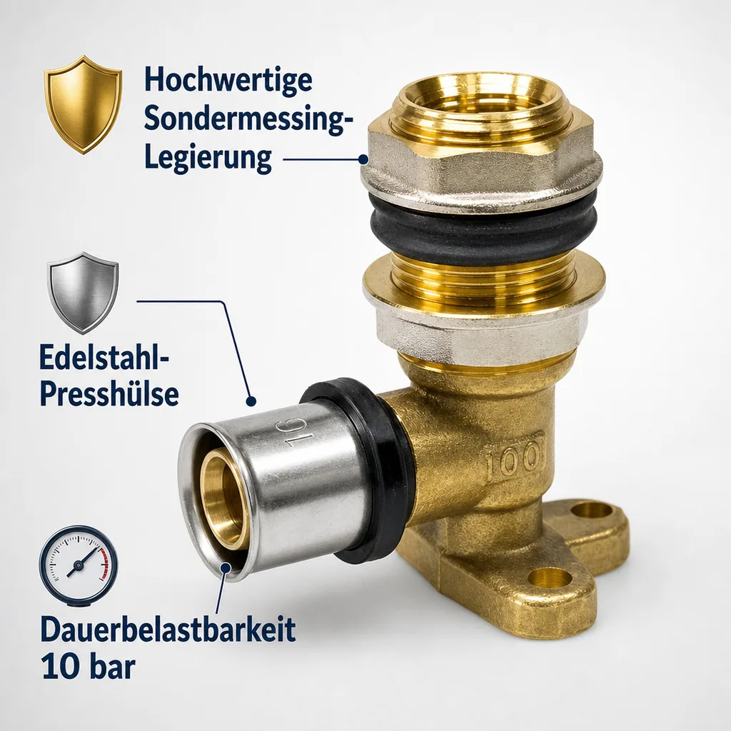 Pressfitting Wanddurchführung 16, 1/2" IG