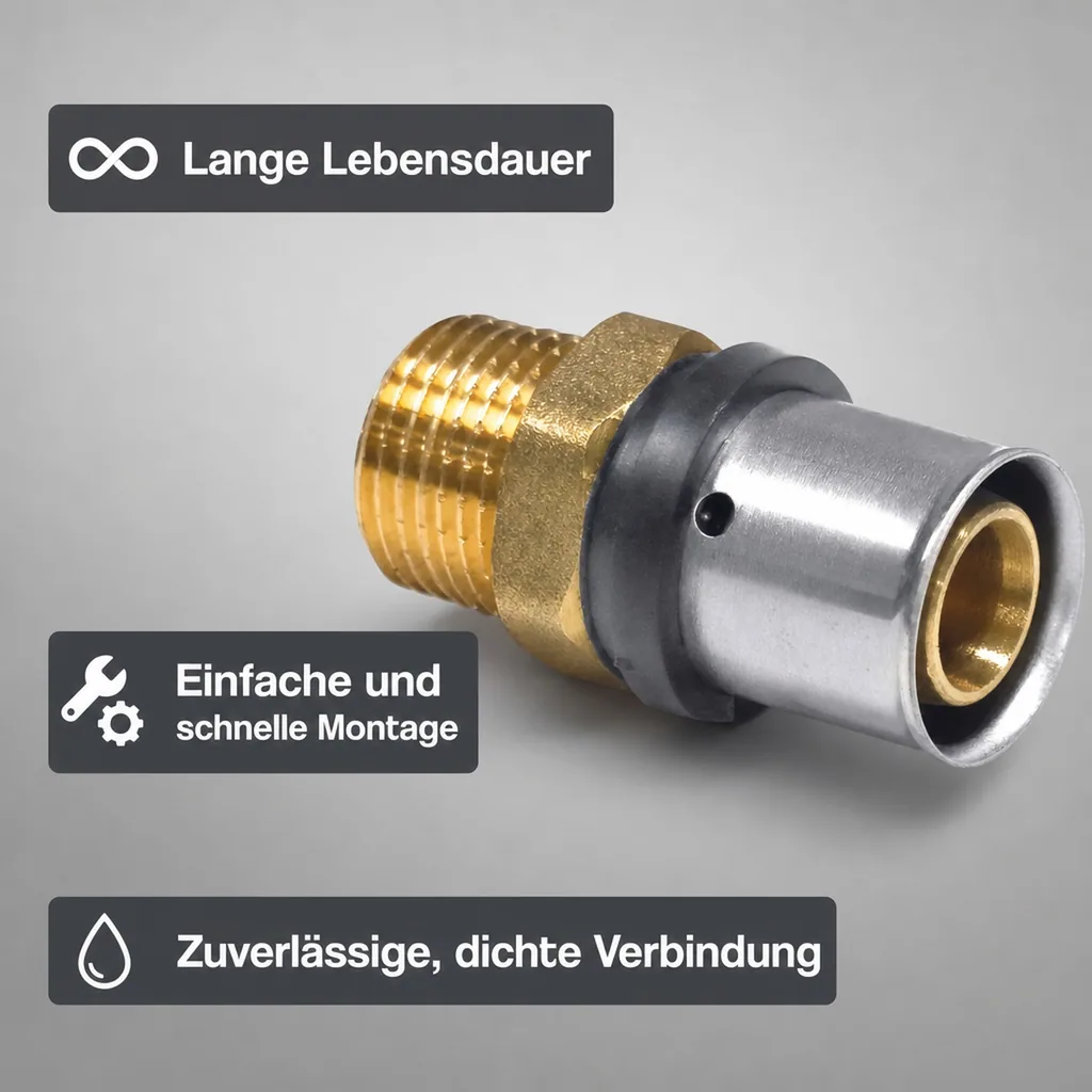 Pressfitting 32mm, Kupplung 1 Zoll, Verbinder, DVGW