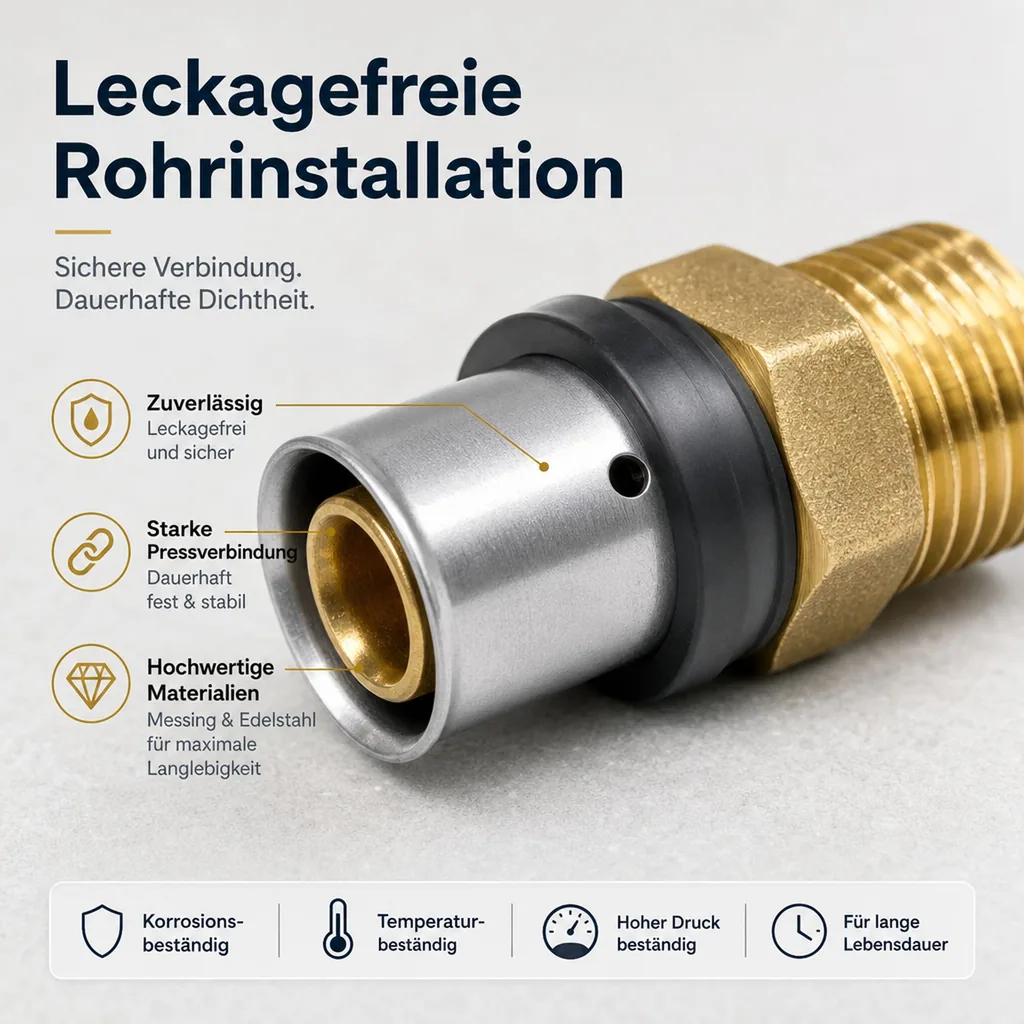Pressfitting 32mm, Kupplung 1 Zoll, Verbinder, DVGW