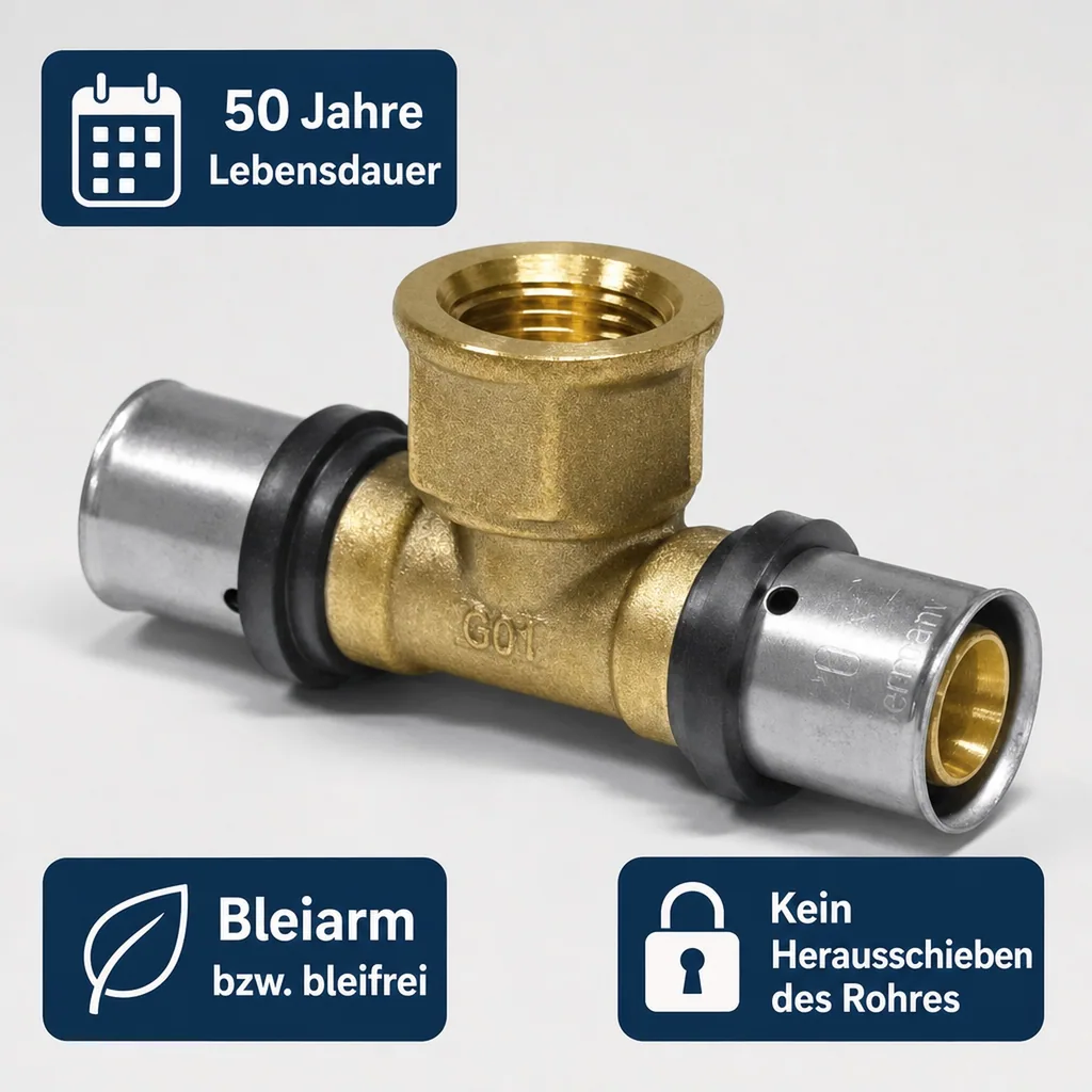 Pressfitting T-Stück 16 x 2 - 1/2" IG - 16 x 2