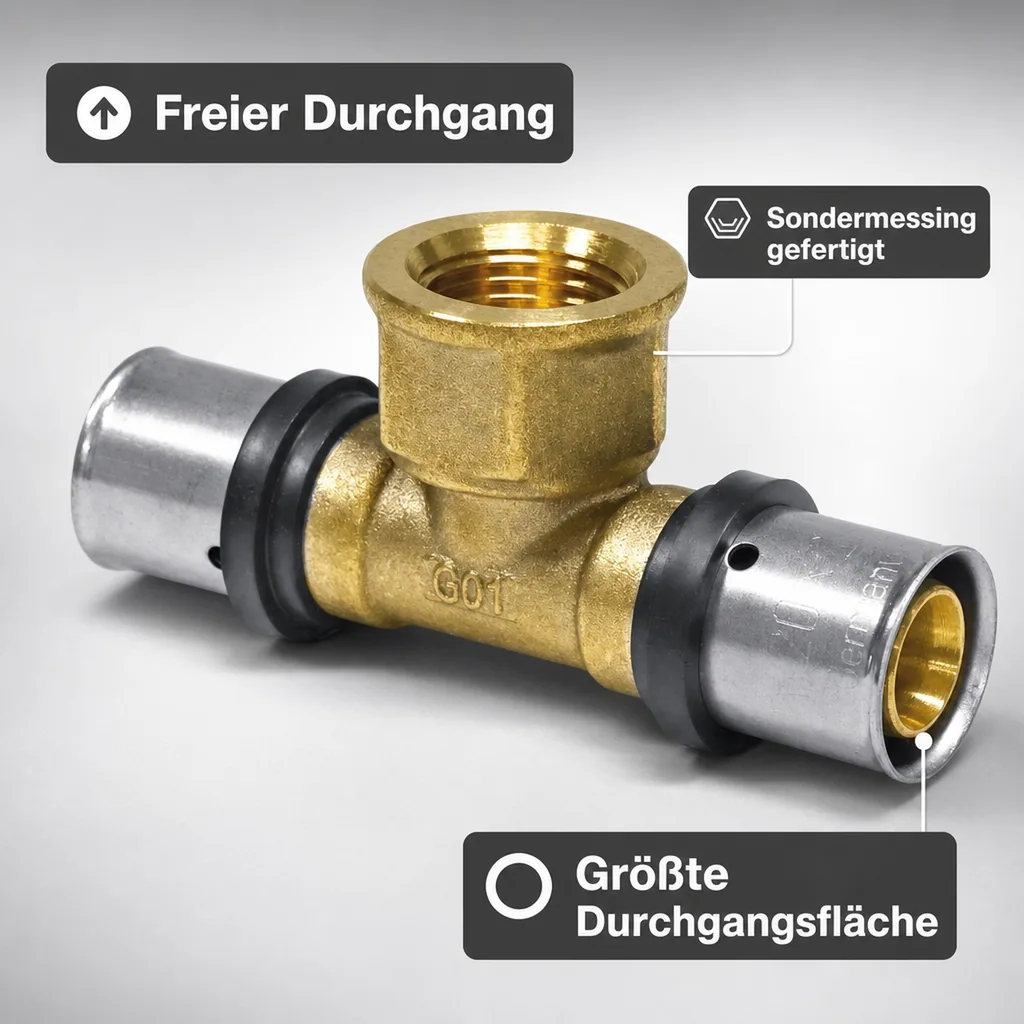 Pressfitting T-Stück 16 x 2 - 1/2" IG - 16 x 2