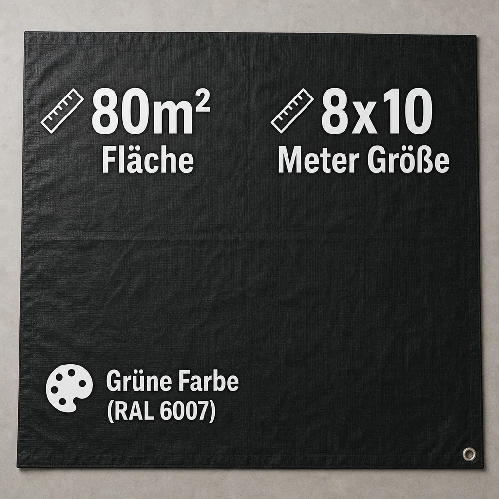Abdeckplane 280g/m², 8x10m, 80m², grün, reißfest, wasserdicht
