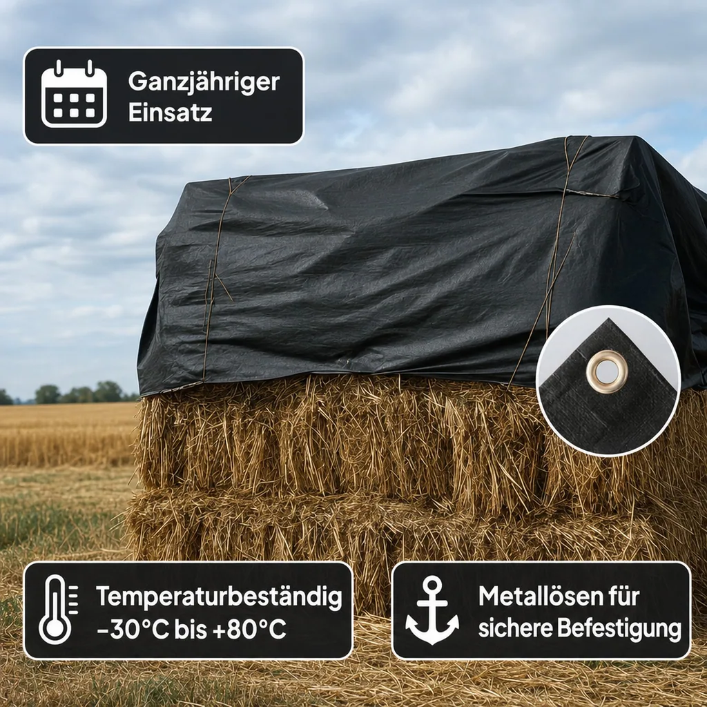 Abdeckplane 280g/m², 8x10m, 80m², grün, reißfest, wasserdicht
