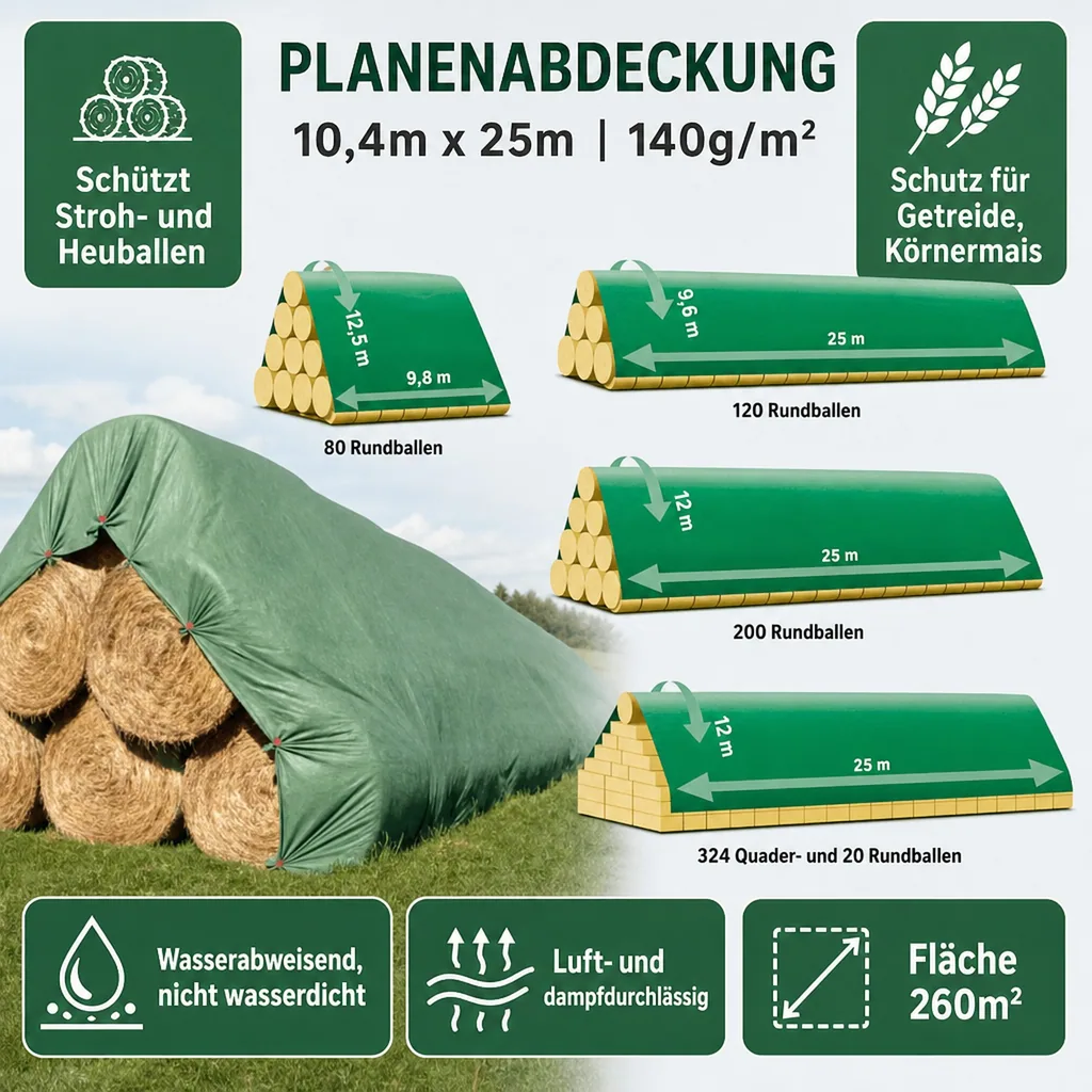 Schutzvlies 140g/m², Abdeckvlies, Strohvlies 10,4m x 25m