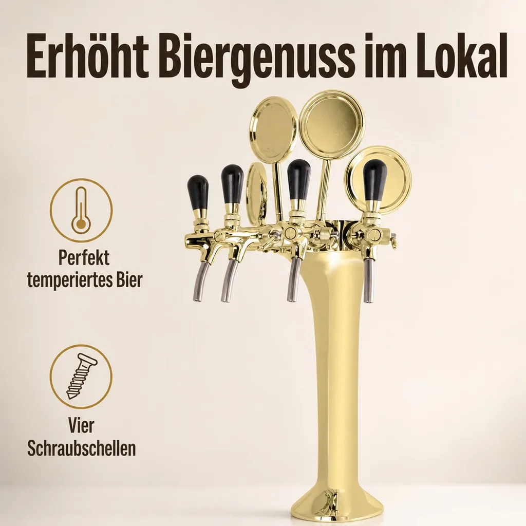 Schanksäule, Bierzapfsäule 4-leitig - Elegante & Hochwertige für Bars & Restaurants, "Topp-Qualität!"
