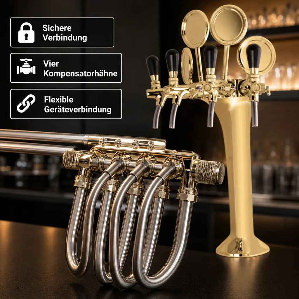 Schanksäule, Bierzapfsäule 4-leitig - Elegante & Hochwertige für Bars & Restaurants, "Topp-Qualität!"