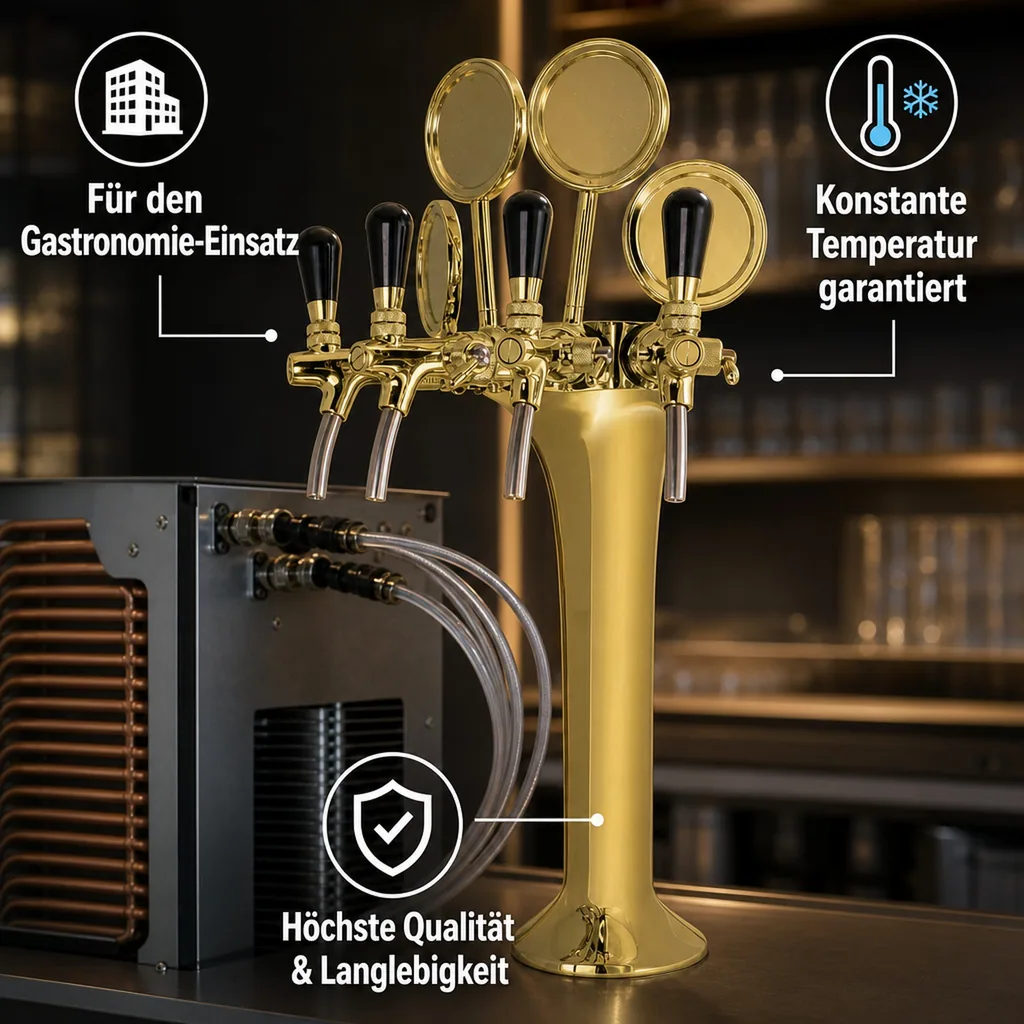 Schanksäule, Bierzapfsäule 4-leitig - Elegante & Hochwertige für Bars & Restaurants, "Topp-Qualität!"
