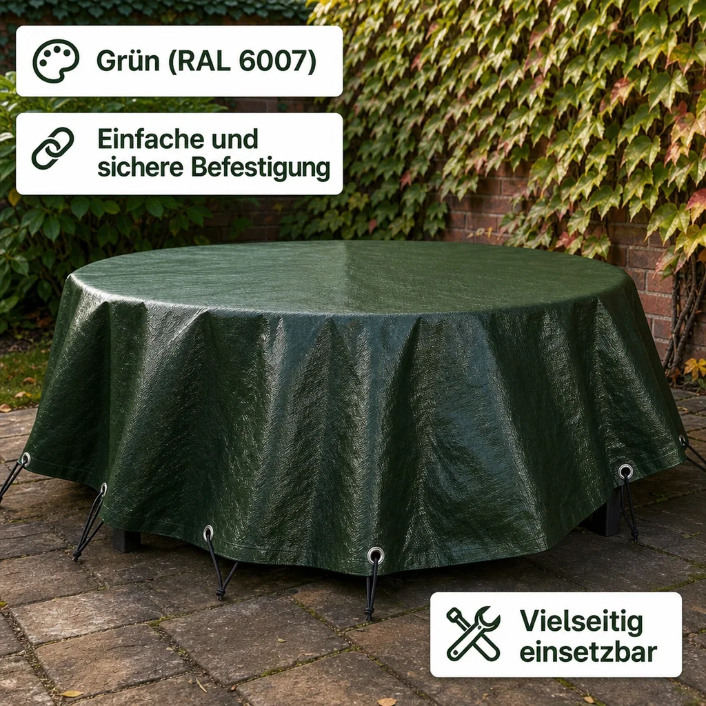 Abdeckplane 280g/m², grün, wasserdicht, reißfest, 5x7m (35m²)