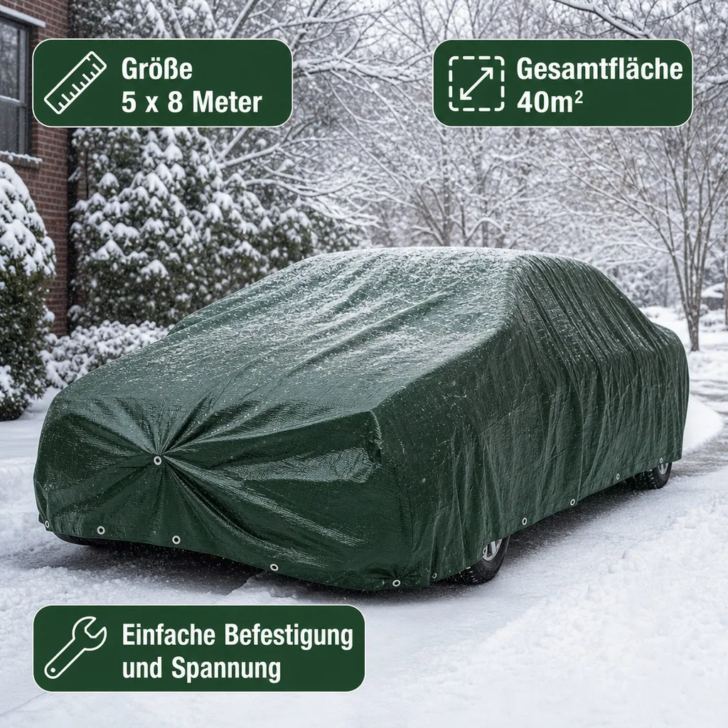 Abdeckplane 5x8m, Grün, 280g/m², (40m²), Reißfest, Wasserdicht