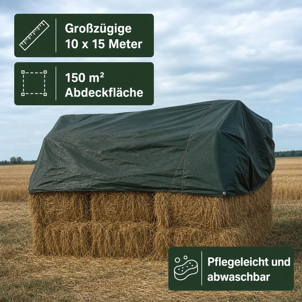Abdeckplane grün 280 g/m², 10 x 15 (150m²), Gewebeplane, wasserdicht, reißfest