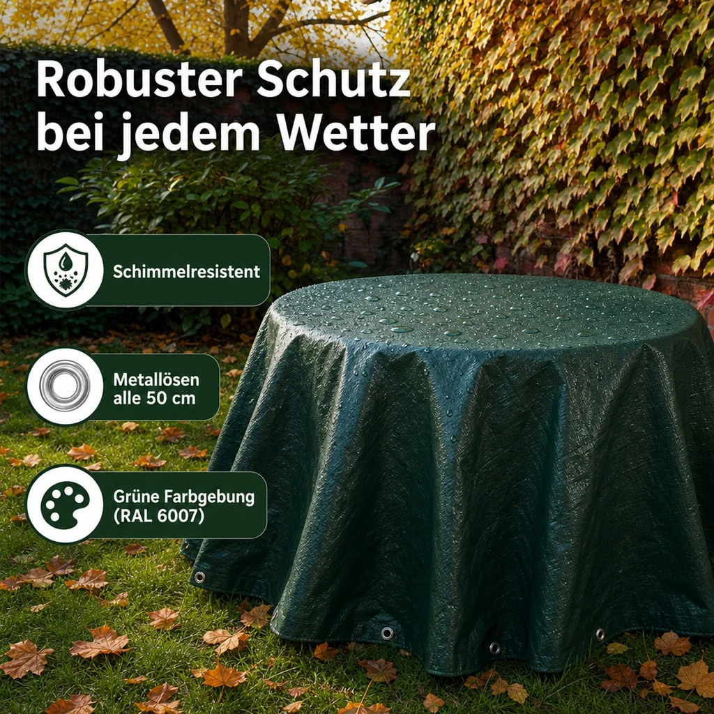 Abdeckplane grün 280 g/m², 10 x 15 (150m²), Gewebeplane, wasserdicht, reißfest