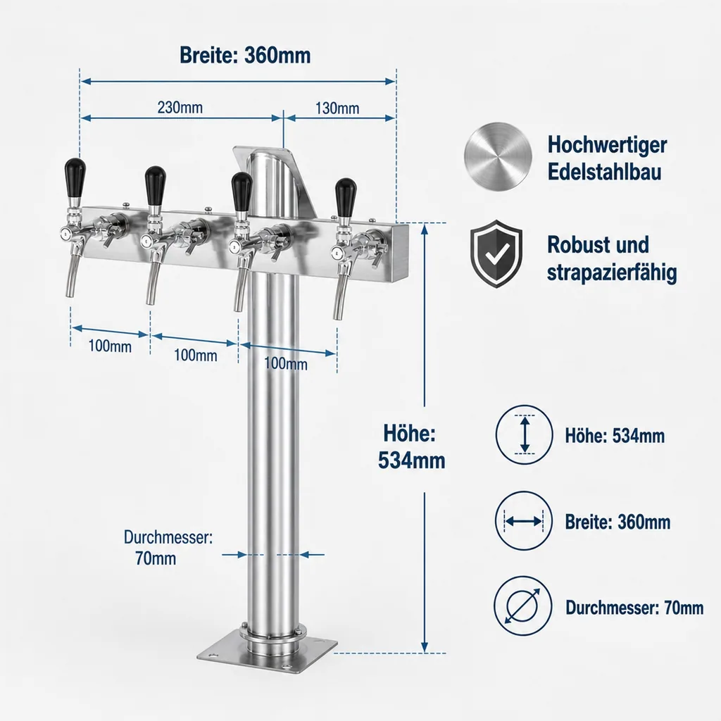 Schanksäule, Bierzapfsäule - Tower T4, 4-leitig