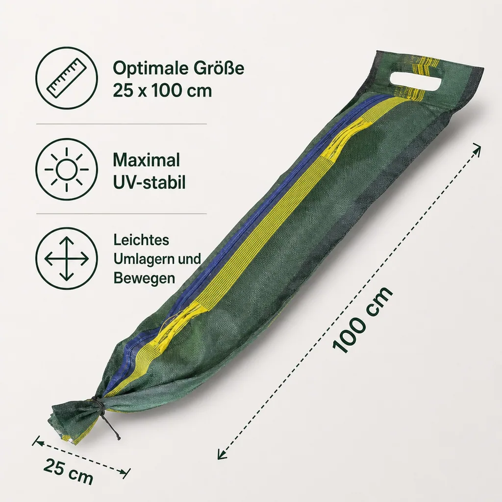 Silosack, Schüttgutsack, HDPE Sack, mit Griff, Schlaufen und Zugband, 25 x 100 cm