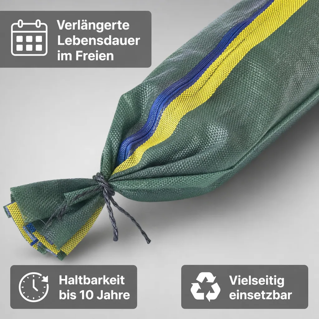 Silosack, Schüttgutsack, HDPE Sack, mit Griff, Schlaufen und Zugband, 25 x 100 cm