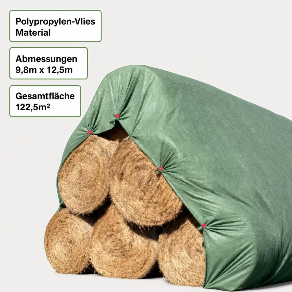 Schutzvlies Strohvlies Abdeckvlies 140g/m², 9,8m x 12,5m (122,5m²)