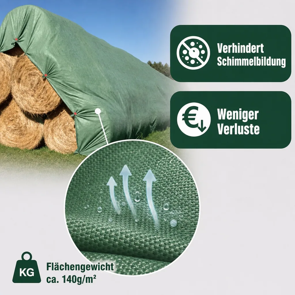 Schutzvlies Strohvlies Abdeckvlies 140g/m², 9,8m x 12,5m (122,5m²)