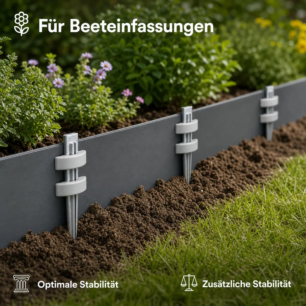5er Set Erdanker Set für Green Universe Rasenkante 14cm Höhe | Bodenanker | Erdnägel