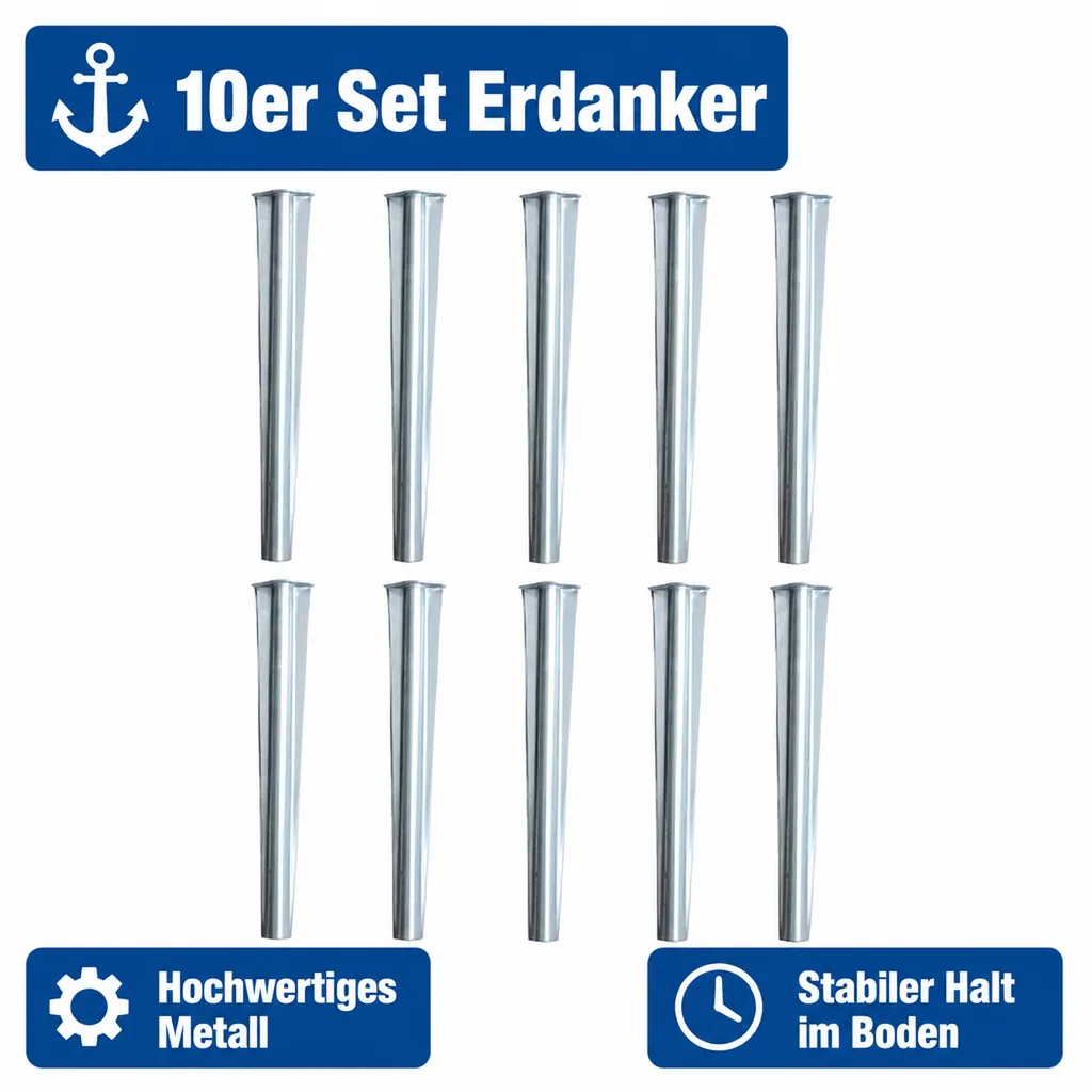 10Set Erdanker Metall 25cm x 3cm | Bodenanker | Erdnägel