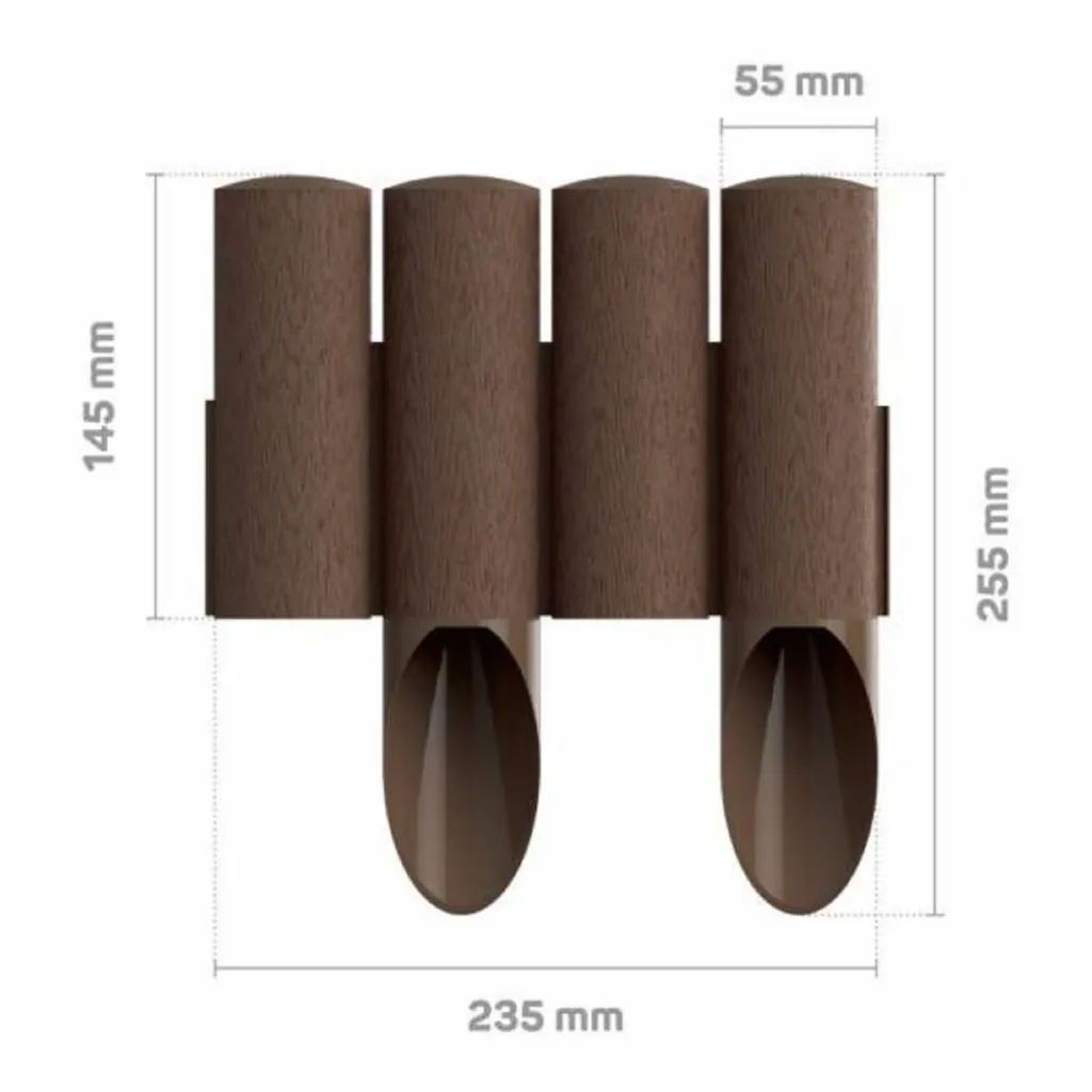 Palisaden aus Kunststoff braun 230cm x 25.5 cm | Rasenkanten | Beeteinfassung | Beetumrandung | Beetbegrenzungen
