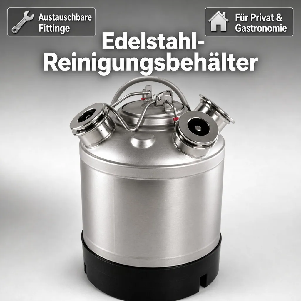 Reinigungsbehälter für 3 Fittinge, Edelstahl, Fittinge austauschbar, ohne Fittinge