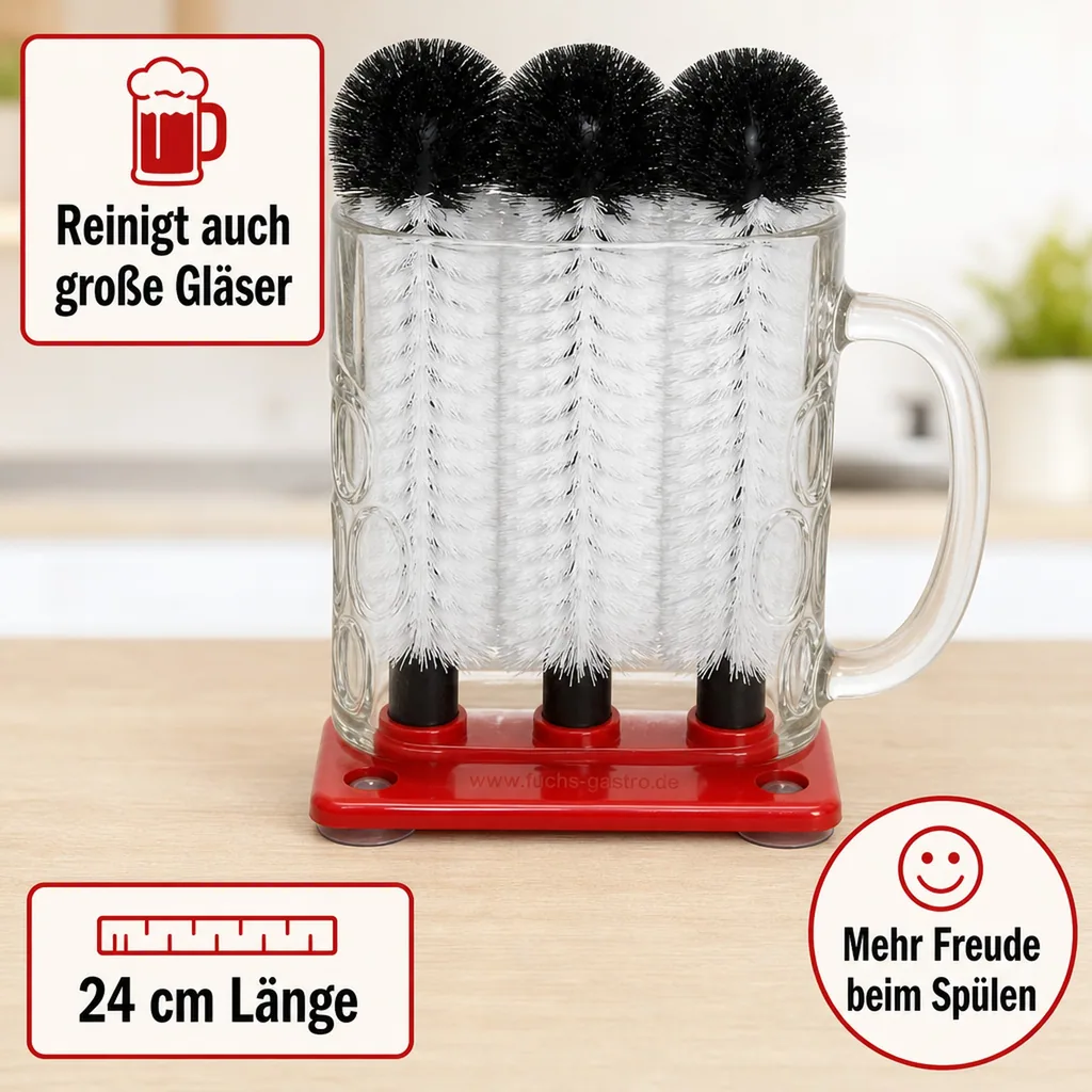 Gläserspülbürste, Gläserspülbürstengarnitur Profis - GR-3 - 3 x 24 cm