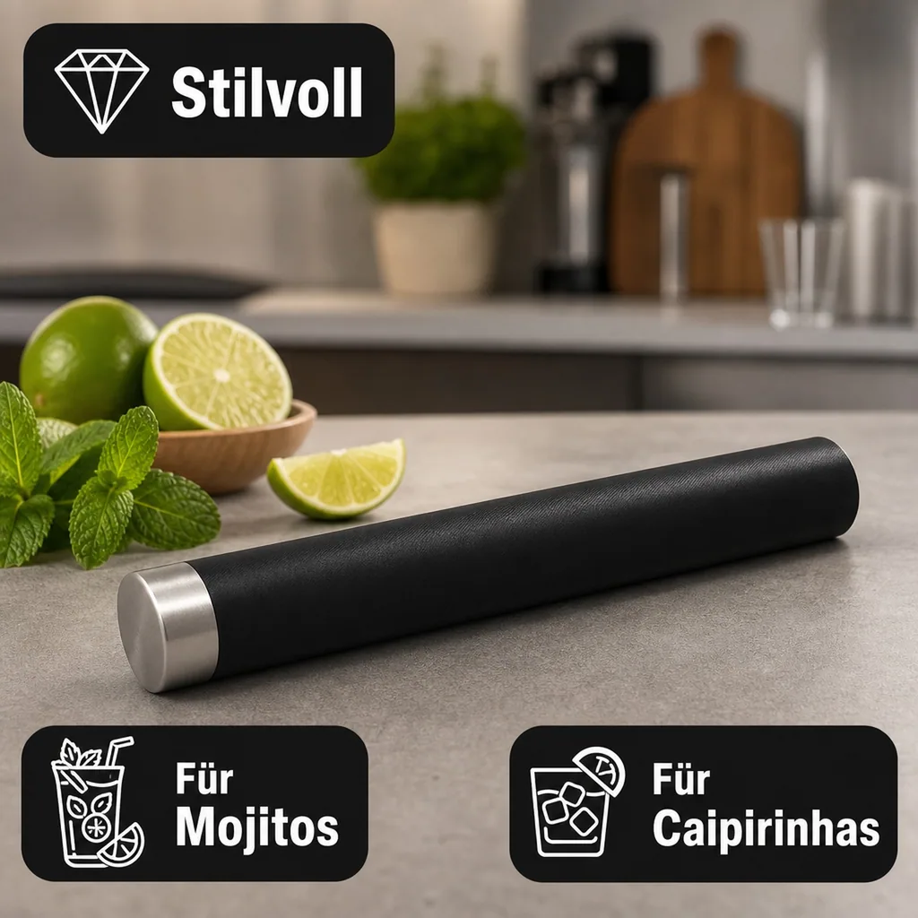Caipirinha Stössel - Kunststoff, mit Edelstahlkappe 18/8 (24cm)