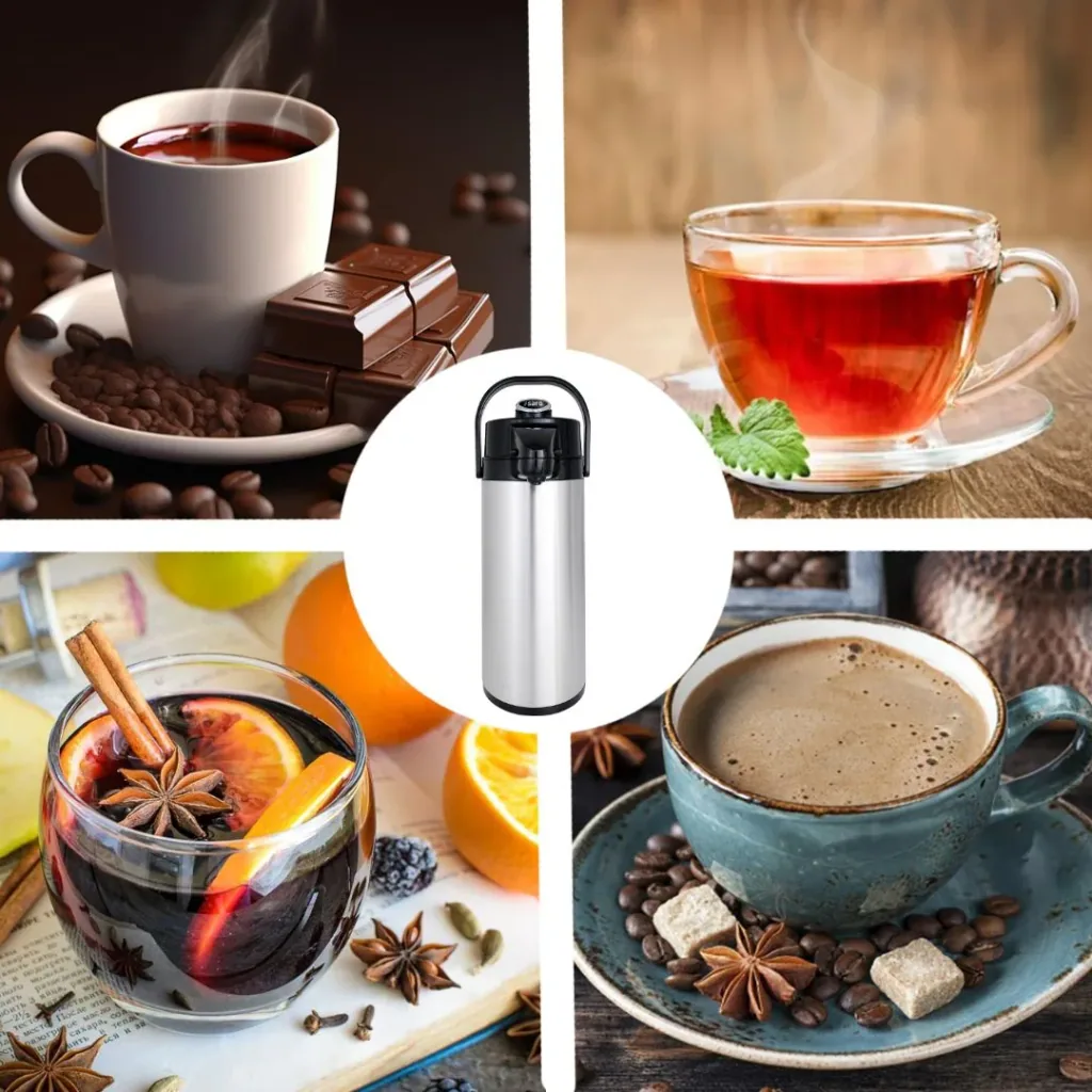 Thermoskanne, Pumpkanne, Isolierkanne - 2,2L, Stilvolle Erfrischung für heiße und kalte Getränke