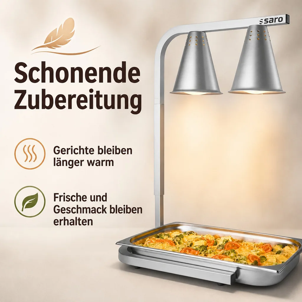 Buffetwärmer Tosca mit Wärmelampe | 2 Infrarot-Lampen | Höhenverstellbar | Für 1/1 GN-Behälter