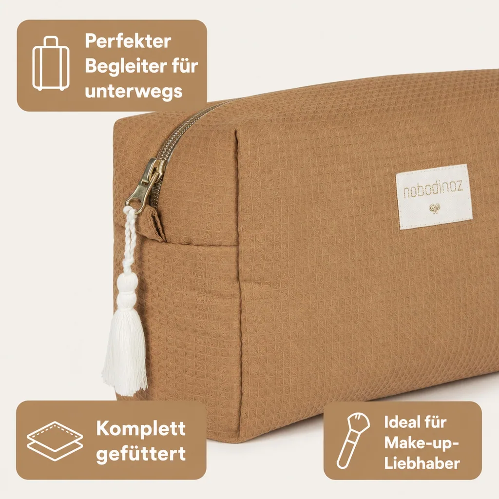 Nobodinoz Diva Wasserdichte Kosmetiktasche Caramel