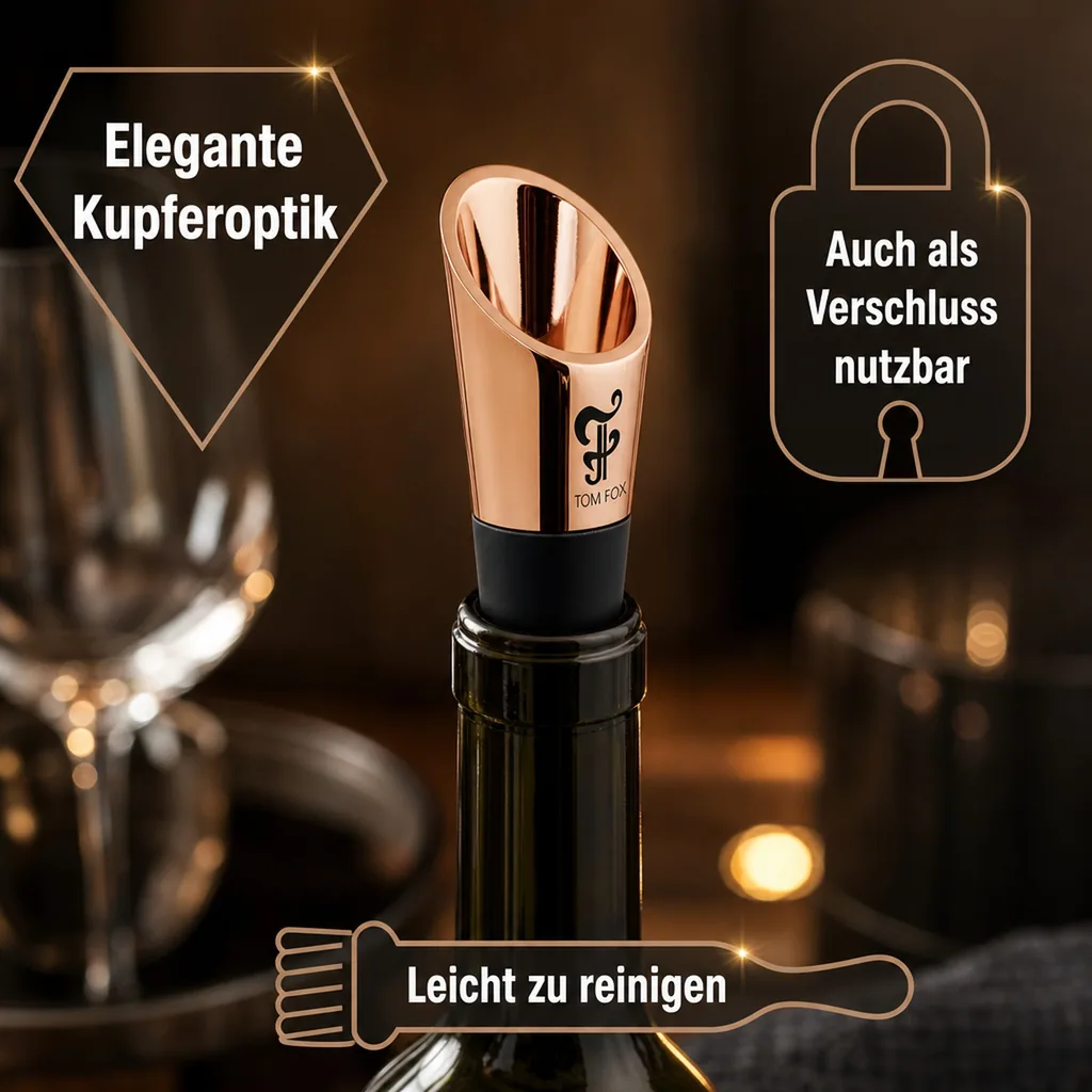 Tülle mit Stopfen - le Noble Spout CU, hochwertiger Ausgießer Kupfer-Optik