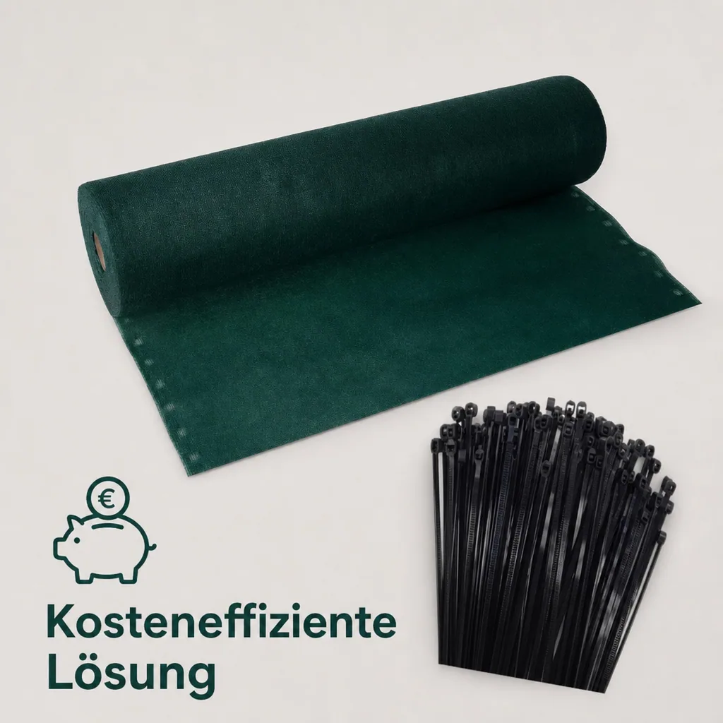 Sichtschutznetz, Windschutznetz, 2 m x 50 m, inkl. Befestigungsset