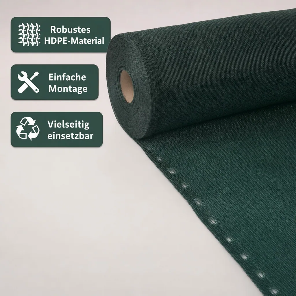 Sichtschutznetz, Windschutznetz 2m x 50m, HDPE, UV-Stabil, Gartenzaun